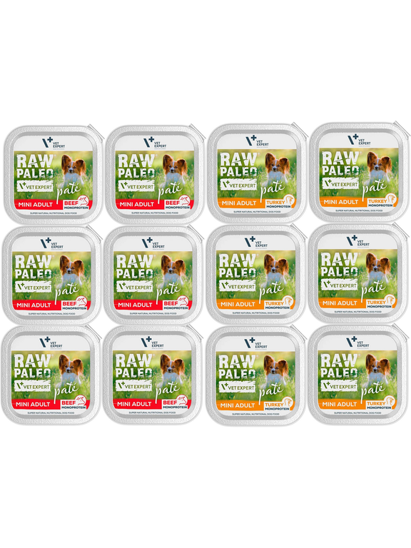 Vetexpert RAW PALEO PATE MINI Mix Wołowina+Indyk - 12x 150g