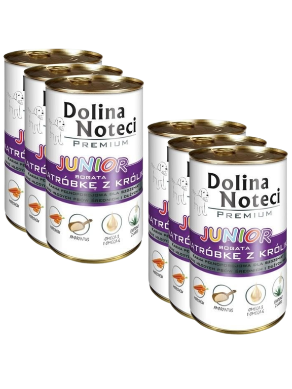 Dolina Noteci PREMIUM Junior bogata w wątróbkę z królika 6 x 400g