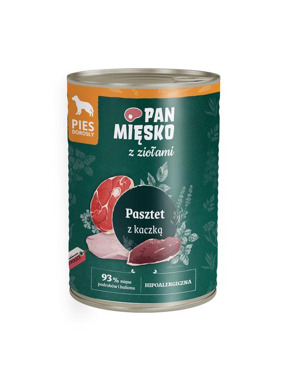 PAN MIĘSKO z Ziołami Pasztet z kaczką karma mokra dla psa 400g