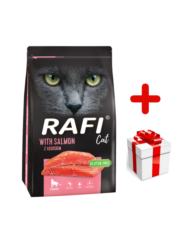 DOLINA NOTECI Rafi Cat karma sucha dla kotów sterylizowanych z łososiem 7kg + niespodzianka dla kota GRATIS!