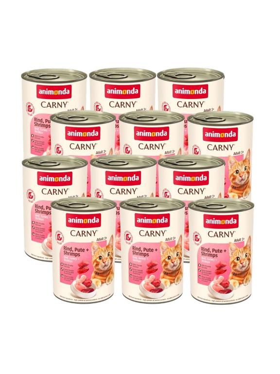 ANIMONDA Cat Carny Adult smak: wołowina, indyk i krewetki 12 x 400g