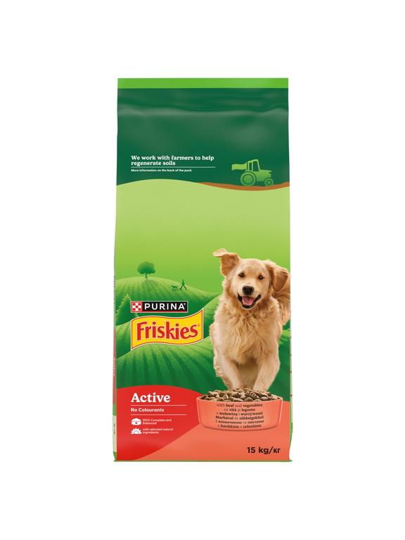 Friskies Active Karma dla dorosłych psów z wołowiną i warzywami 15 kg/ Opakowanie uszkodzone (9414) !!!