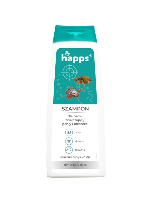 HAPPS Szampon dla psów zwalczający pchły i kleszcze 250ml