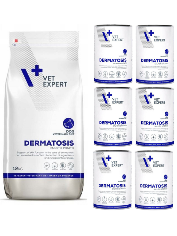VETEXPERT Dermatosis Rabbit&Potato 12kg + Dermatosis 6x400g