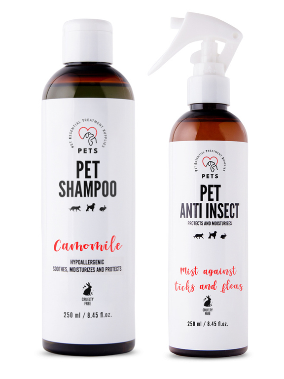 PET Shampoo Camomile_Szampon Rumiankowy 250ml Hypoallergenic + PETS ANTI INSECT - skuteczna ochrona przeciw kleszczom, pchłom oraz innym owadom 250ml