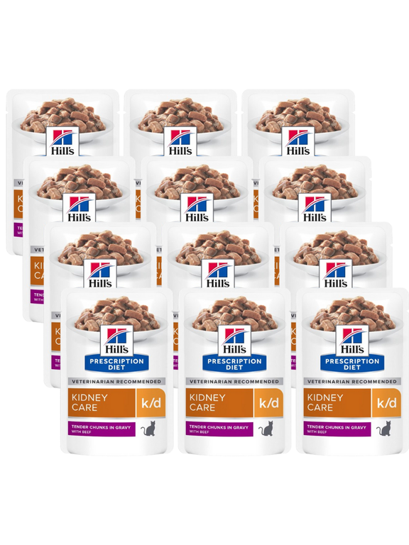 HILL'S PD Prescription Diet Feline k/d Kidney Care Wołowina 12x85g - saszetka