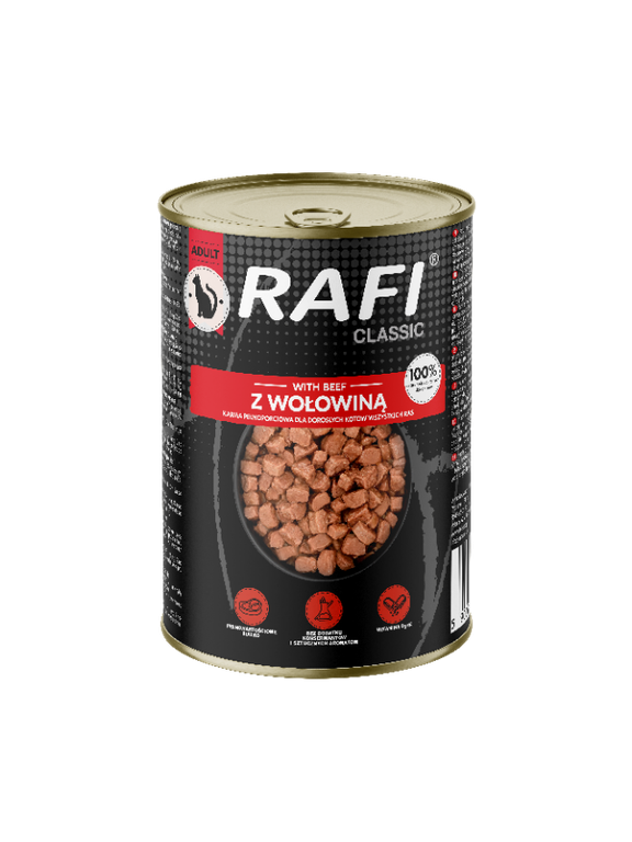 RAFI Cat Kawałki z wołowiną w sosie- puszka 415g