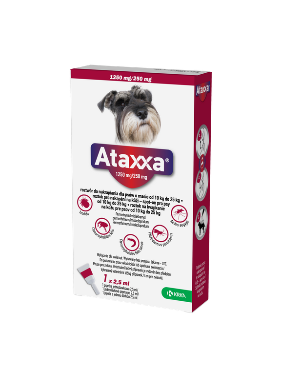 KRKA Ataxxa 1250 mg/250 mg roztwór do nakrapiania dla psów o masie od 10 kg do 25 kg