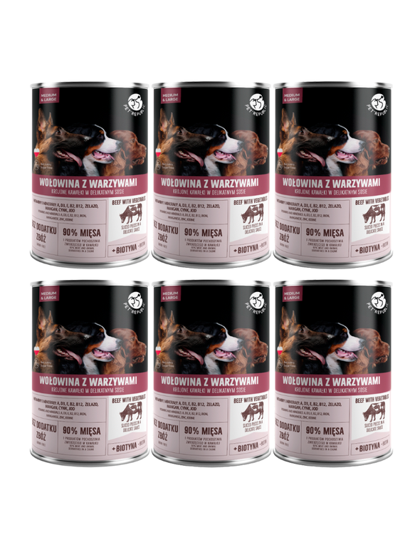 PetRepublic kawałki w sosie z wołowiną i warzywami 6x1250g
