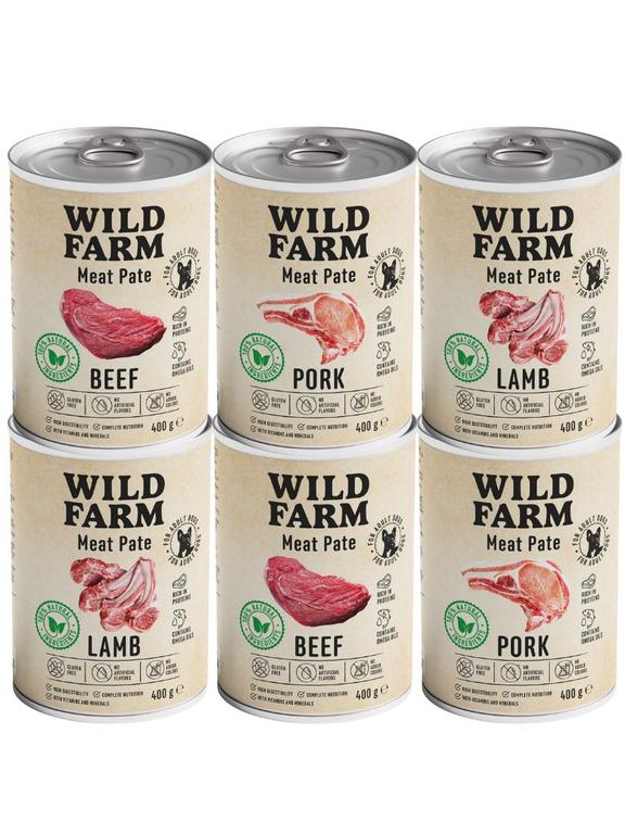 WILD FARM Pate Mix Smaków 6x400g bezglutenowa karma dla psa