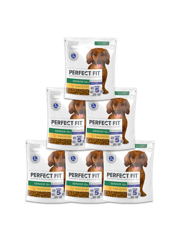 Perfect Fit™ Senior 10+ 6x825g – sucha karma pełnoporcjowa dla psów małych ras powyżej 10 lat, bogata w kurczaka