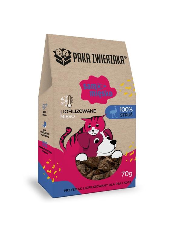 Paka Zwierzaka Przysmak liofilizowany Samo Mięsko STRUŚ 70g