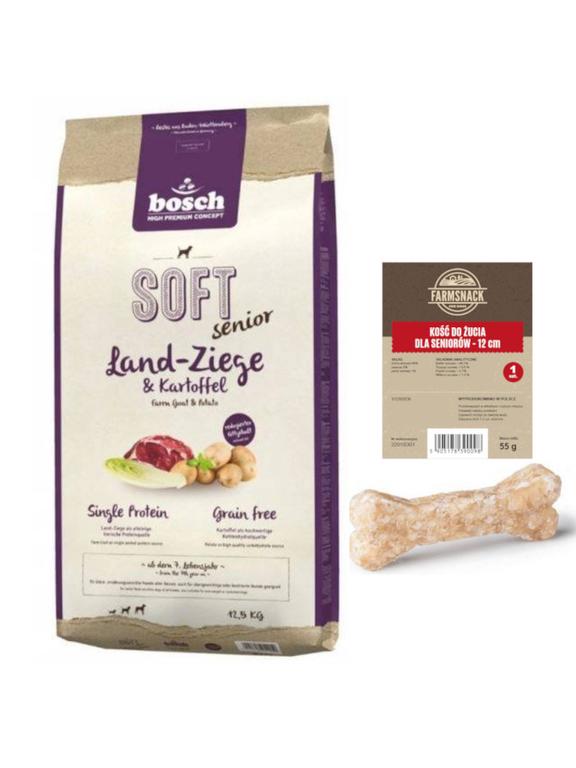 Bosch Soft Senior Kozina&Ziemniak 12,5kg + Kość do żucia dla seniorów 12cm