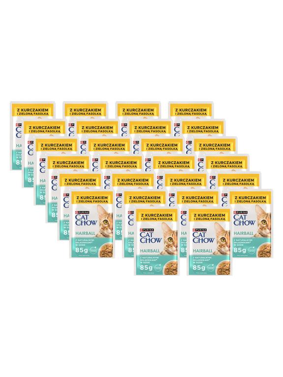 CAT CHOW Hairball Karma dla kotów z kurczakiem i zieloną fasolką w sosie 26x85g