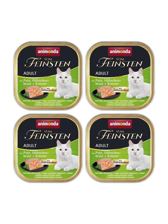 ANIMONDA Cat Vom Feinsten adult Adult z nadzieniem: Indyk, pierś z kurczaka i zioła 6x100g