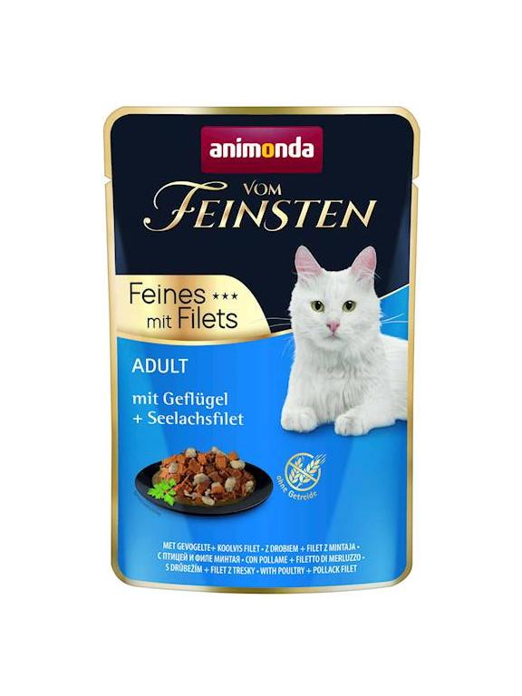 ANIMONDA Cat Vom Feinsten Adult  Drób + filet z mintaja saszetka 85g