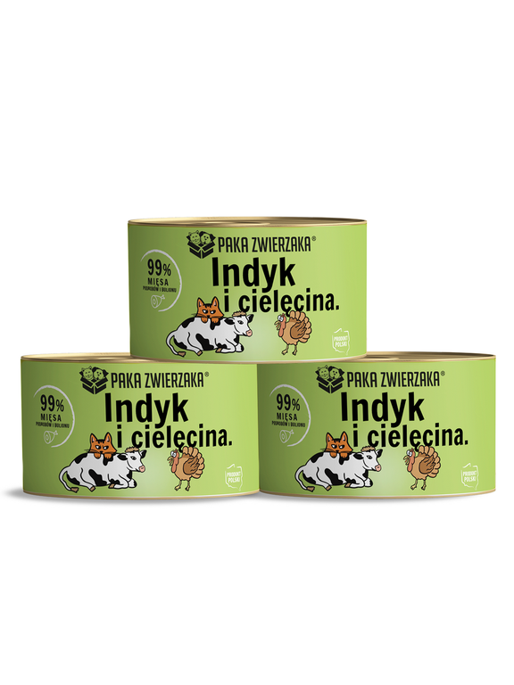 Paka Zwierzaka- karma mokra Indyk i cielęcina 3x200g