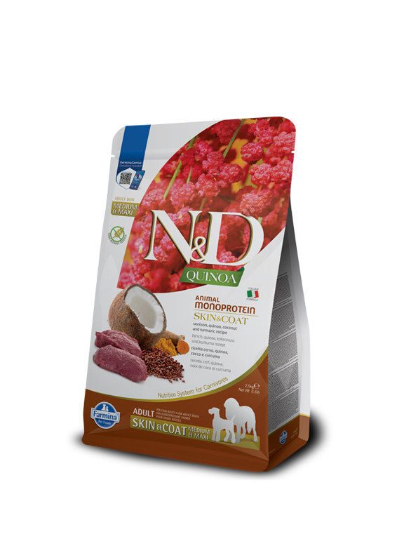 FARMINA N&D Quinoa canine SKIN & COAT VENISON Adult Medium Maxi 7kg