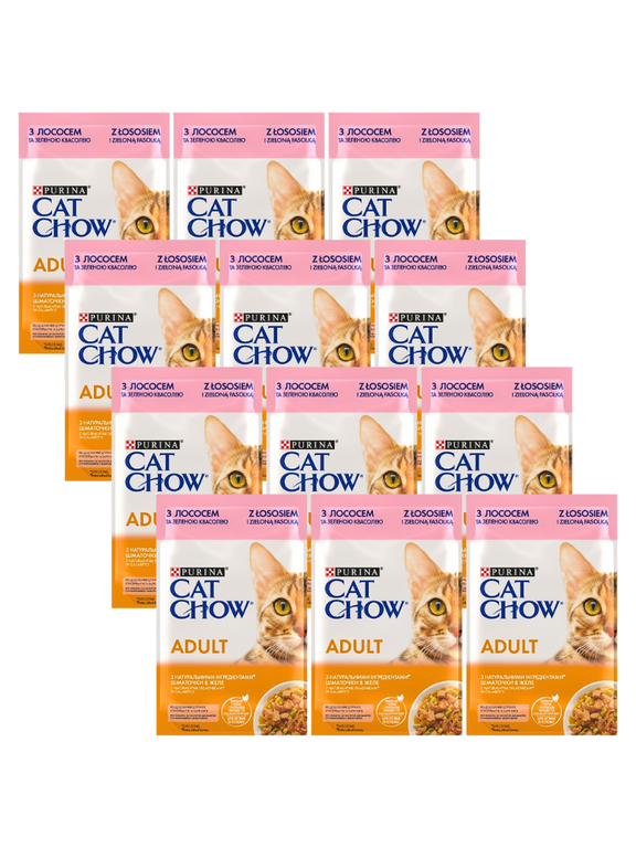 PURINA Cat Chow Adult Karma dla kotów z łososiem i zieloną fasolką w galaretce 12x85g