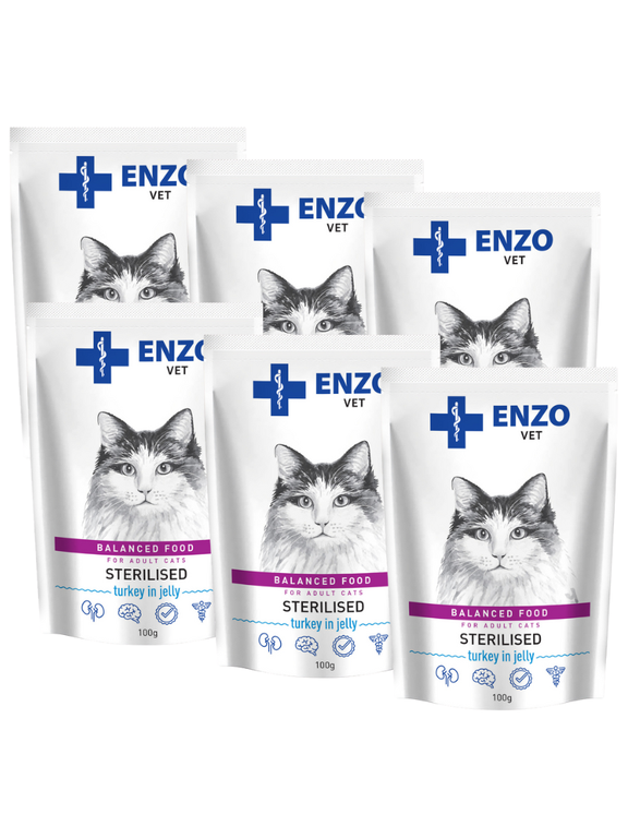 ENZO VET Sterilised dieta dla kotów sterylizowanych z indykiem w galaretce 6x100g