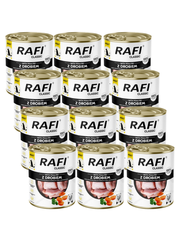 DOLINA NOTECI Mokra karma dla psa Rafi Classic z drobiem 12x800g