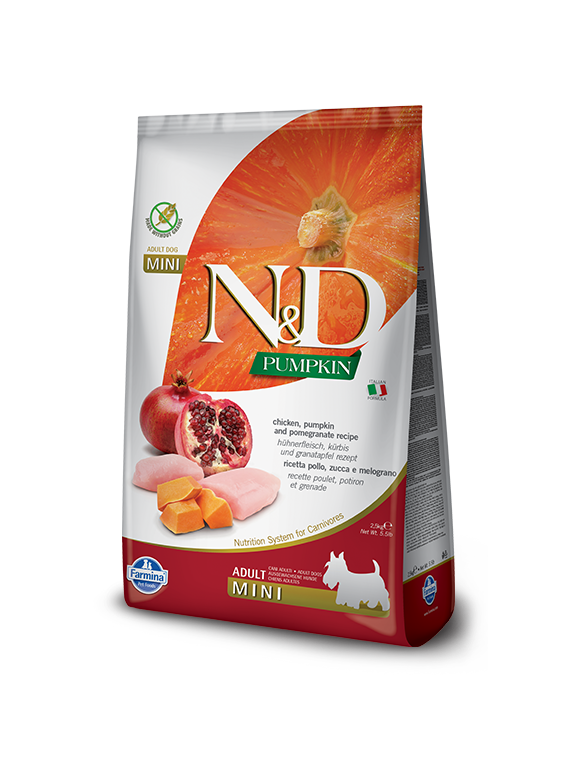 Farmina N&D Pumpkin Grain Free canine CHICKEN AND POMEGRANATE ADULT MINI 2,5kg