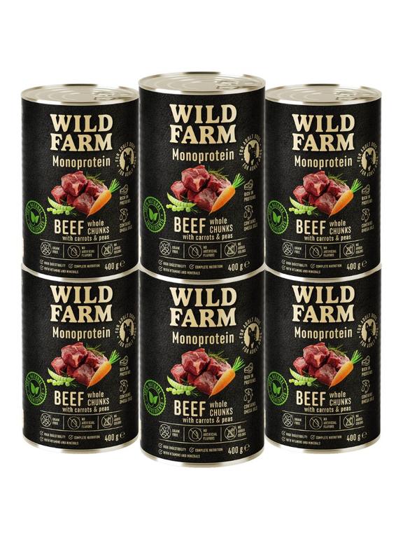 Wild Farm Monoprotein Beef 6x400g hipoalergiczna karma dla psa
