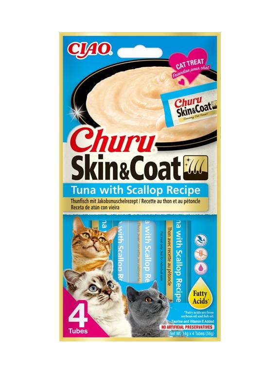 INABA  Churu Skin & Coat dla kota o smaku tuńczyka i przegrzebek 4x14g