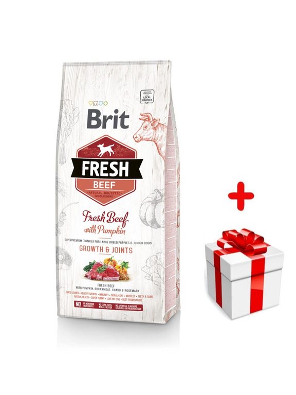 Brit Fresh Beef & Pumpkin Puppy Large Growth & Joints 12kg + niespodzianka dla psa GRATIS!