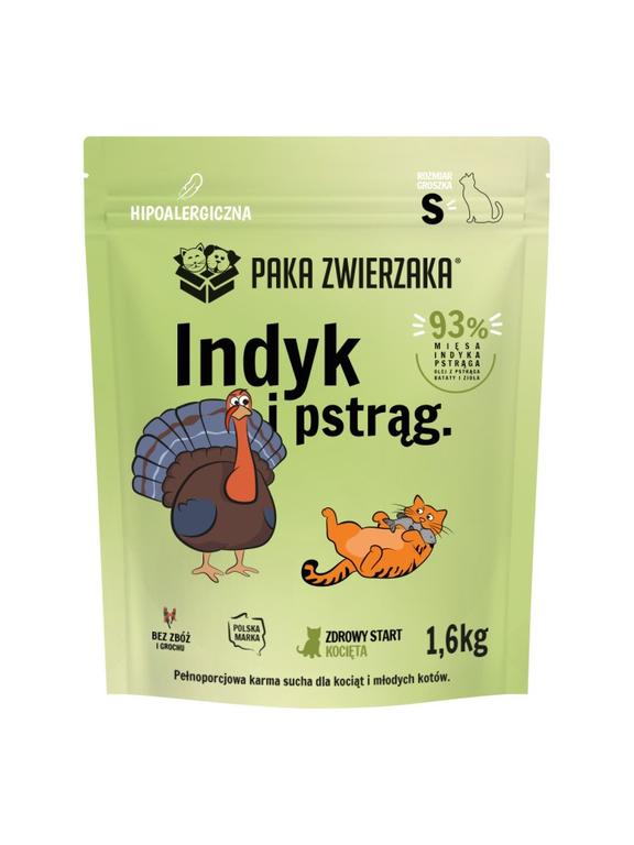 Paka Zwierzaka - Karma sucha KOT Indyk i pstrąg KOCIĘTA "S'' 400g