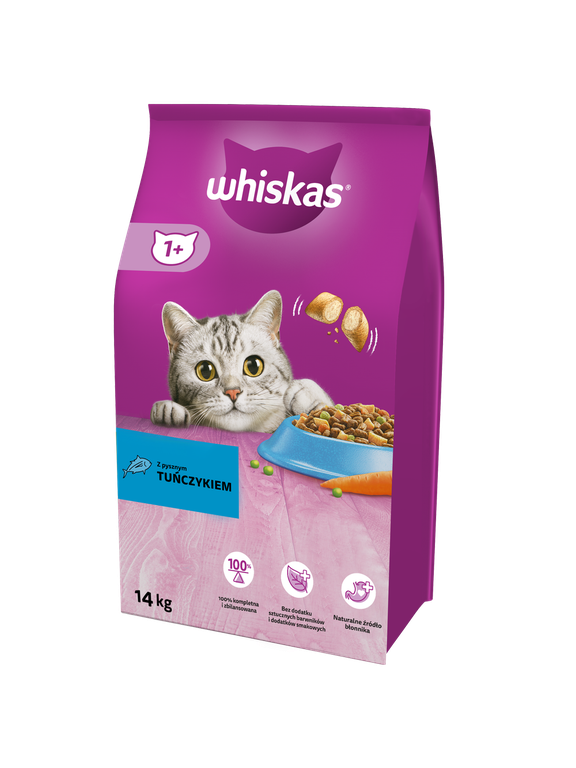 WHISKAS Adult 14 kg - sucha karma dla dorosłego kota, z pysznym tuńczykiem