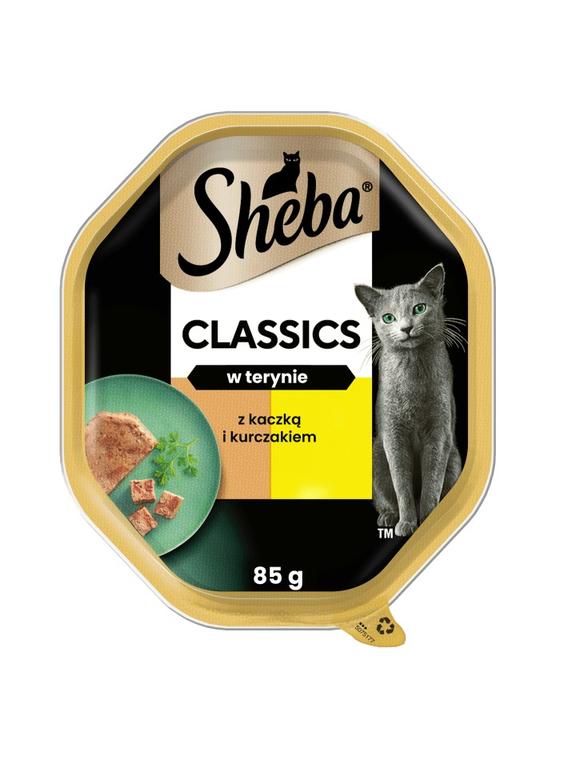 SHEBA Finesse tacka 85 g – mokra karma pełnoporcjowa dla dorosłych kotów, z kaczką i kurczakiem , w pasztecie