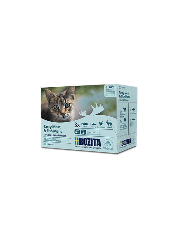 BOZITA Multibox mięsne i rybne kawałki w sosie (mix 12 saszetek 85g)