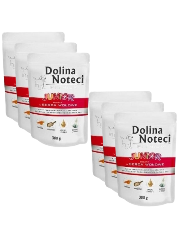 Dolina Noteci PREMIUM Junior bogata w serca wołowe 6 x 300g