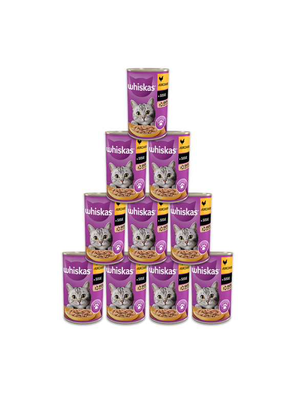 WHISKAS Adult puszka 24x400 g - mokra karma dla dorosłego kota, kawałki z kurczakiem w sosie