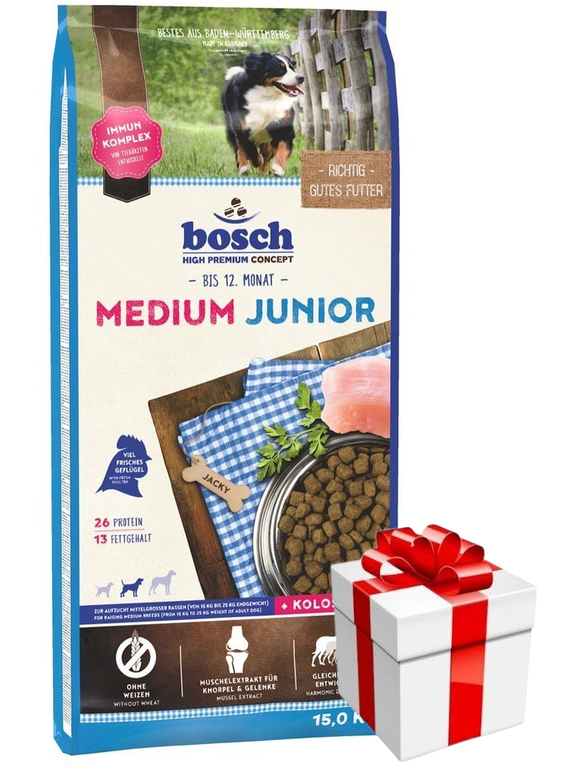 Bosch Junior Medium (nowa receptura) 15kg + Niespodzianka dla psa GRATIS