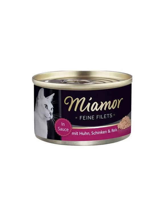 Miamor Feine Filets w galaretce - mokra karma dla kota kurczak z szynką i ryżem 100g puszka