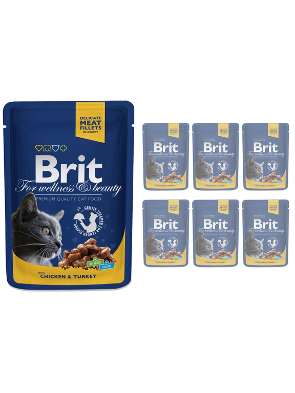 BRIT Cat KURCZAK i INDYK 6x100g