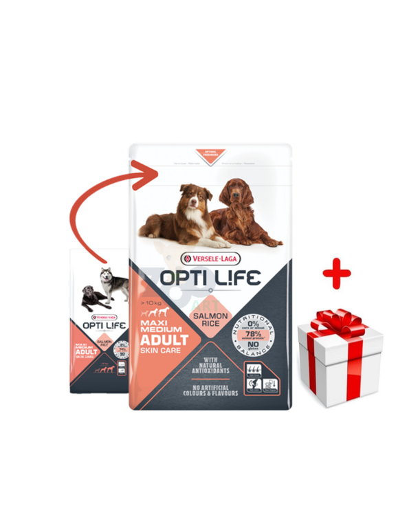 VERSELE-LAGA Opti Life Adult Skin Care Medium&Maxi 12,5kg + niespodzianka dla psa GRATIS!