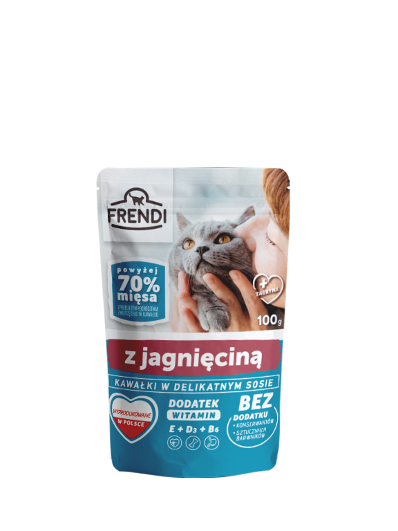 Frendi kawałki w delikatnym sosie z jagnięciną dla kota 100g