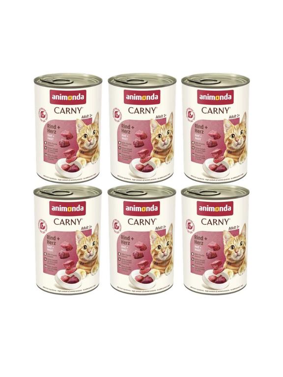 ANIMONDA Cat Carny Adult smak: wołowina i serca 6 x 400g