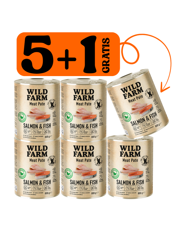 WILD FARM Pate Salmon & Fish 5x800g + 800g GRATIS bezglutenowa karma dla psa