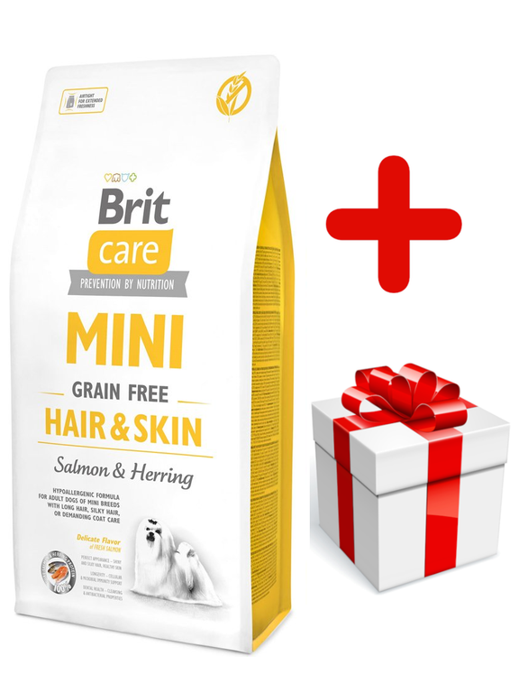 BRIT CARE Mini Grain-Free Hair&Skin 7kg + niespodzianka dla psa GRATIS!