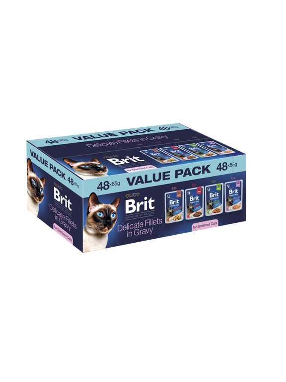 Brit Premium by Nature Value Pack for Sterilized Cats 48 x 85g (Delicate Fillets in Gravy)