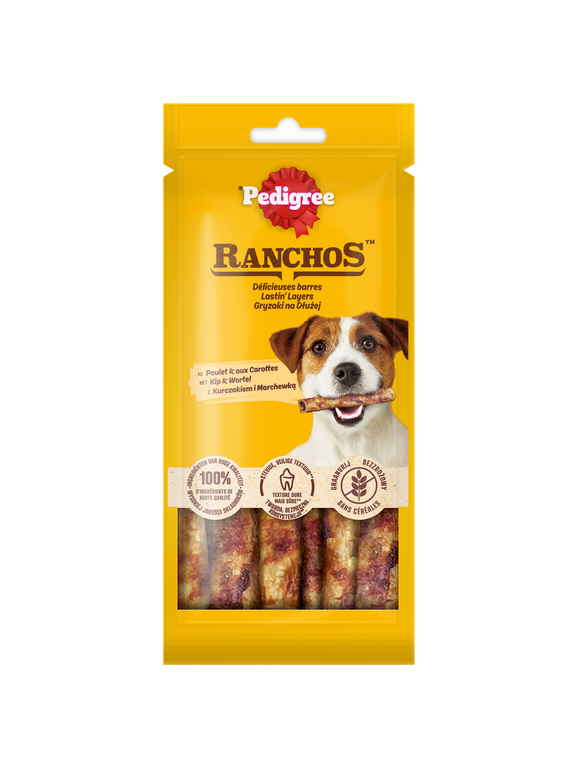 PEDIGREE - Ranchos Gryzaki na Dłużej 40 g – przysmaki dla psa, bogate w kurczaka, z marchewką