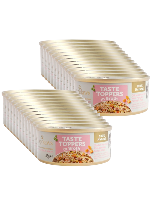 Applaws Taste Toppers Naturalna Mokra Karma dla Psów kurczak z szynką i warzywami 24x156g