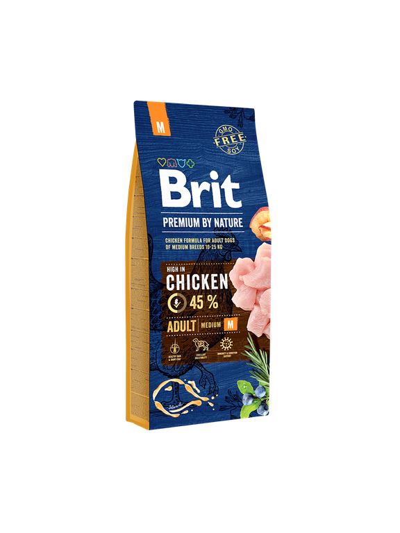 BRIT Premium By Nature Adult M 15kg /Opakowanie uszkodzone (9661)!!!