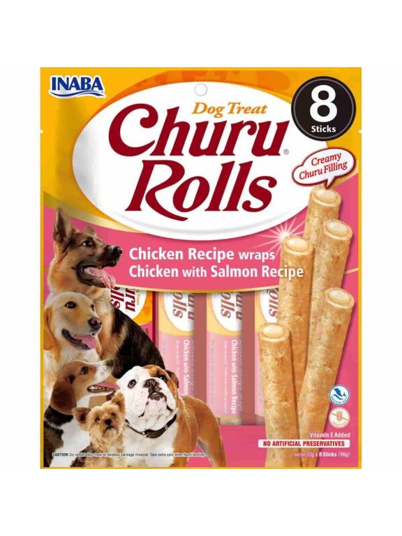INABA Churu Rolls Dla Psa Kurczak z Łososiem 8x12g
