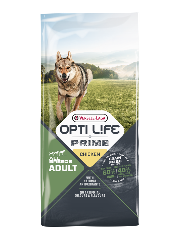 VERSELE-LAGA Opti Life Prime Adult Chicken 12,5kg - karma bezzbożowa dla dla dorosłych psów z kurczakiem \ Opakowanie uszkodzone (4997 768,5628,8725)