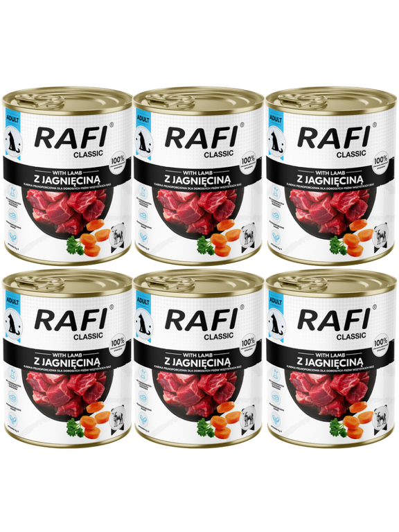 DOLINA NOTECI Mokra karma dla psa Rafi Classic z jagnięciną 6x800 g